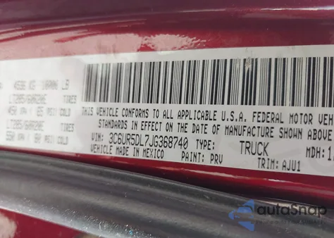 2018 Ram 2500 Big Horn 4X4 6'4 Box from USA, damaged, VIN 3C6UR5DL7JG368740